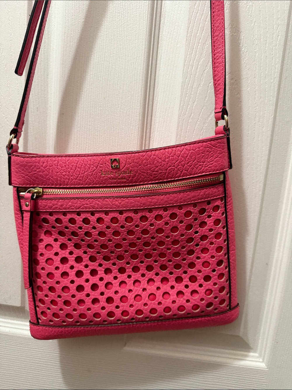 kate spade Hot Pink Perforated Leather Crossbody